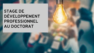 Séance dinformation sur le stage de développement professionnel au doctorat  17 septembre 2024 [upl. by Levison904]