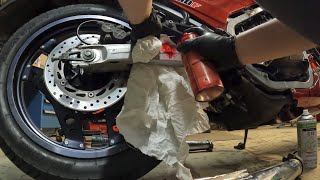 Honda VF500F  Silencer mount fix amp swingarm damage dye penetrant test [upl. by Aknahs]