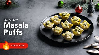 Bombay Masala Puffs  Tasty Indian Vegetarian Pastry Bites  Easy amp Spicy Party Appetizer Recipe [upl. by Naitsabes]