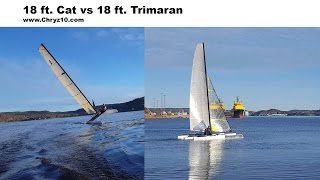 18 ft cat vs 18 ft tri Halloween sailing [upl. by Ttik]