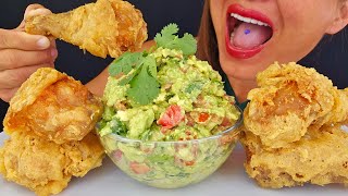 THEE CRISPIEST CRUNCHIEST FRIED CHICKEN amp GAUCAMOLE ASMR MUKBANG OMAD BIG BITES [upl. by Oiuqise]