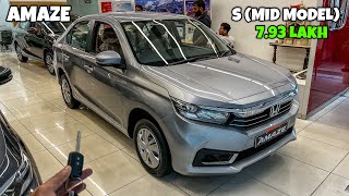 Honda Amaze S 2024 ❤️  Honda Amaze Mid Model 2024 ✅  Real Life Detailed Review [upl. by Nnagrom660]