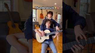 Thunderstruck  2 People on 1 Guitar ⚡️🎸 shorts acdc [upl. by Bilac216]