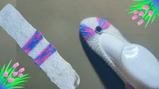 simple slippers on 2 knitting needles with a detail tutorial 🧶 GuddiArtSchool [upl. by Cleland208]