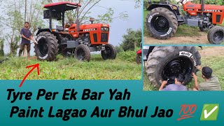 🚜Tyre ke Upar Paint Karna Sikho  ऐसे पेंट करो कभी नहीं उतरेगा पेंट टायर से 💯 😲 ✅ WBTractors [upl. by Aviv487]