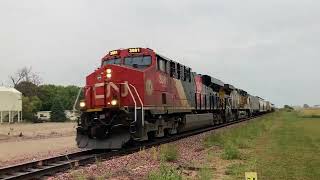 S Lewis Avenue railroad crossing CN 3881 and UP 7230 Cleghorn IA [upl. by Notniw]