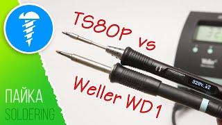 TS80P soldering iron review Weller vs TS80P subtitles  Паяльник TS80P  обзор битва с WellerWD1 [upl. by Aneleh]