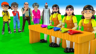 Scary Teacher 3D vs Squid Game Who Can Match the Fruit and Win 100000 Level Max 4 Times Challenge [upl. by Nallak333]