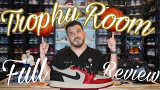 Trophy Room x Air Jordan 1 Low OG quotAwayquot Full Review including on Foot  Sneaker Exams Ep 9 [upl. by Llewej872]