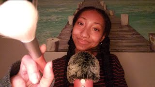 ASMRWhisperingSoftly Singing Descendants Songs with Fluffy Mic and Face Brushing [upl. by Trebron]