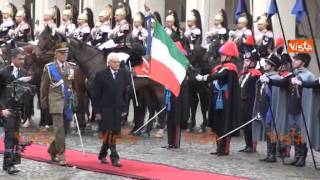 CERIMONIA DONORE PER IL PRESIDENTE DELLA REPUBBLICA MATTARELLA NEL CORTILE DEL QUIRINALE [upl. by Leese]