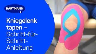 Kniegelenk tapen Anwendung DermaPlast® ACTIVE Kinesiologisches Tape [upl. by Mabel]