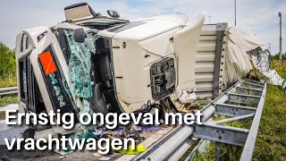 Ernstig ongeval met vrachtwagen in Valburg [upl. by Desdamona]