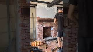 Chimney breast construction in Sunningdale with wood stove installation and reclaimed brick slips [upl. by Diaz]