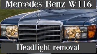 Mercedes Benz W116  How to replace or remove the headlight head light tutorial Class S sonderklasse [upl. by Eitak]