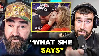 quotConfirmed Jason Kelce Reveals Traviss Love Confession for Taylor Swift at AFC Championshipquot [upl. by Paske]