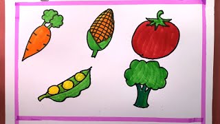 How To Draw Vegetables With Color Step By Step [upl. by Ettevi]