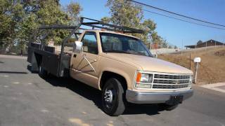 1990 Chevy C3500 Work Truck 58k miles CLEAN Diesel flatbed rack [upl. by Kiran]