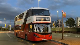 A Short Front View Sunset Journey on London Superloop Route SL2 Barking Town Centre  North Woolwich [upl. by Tristis]