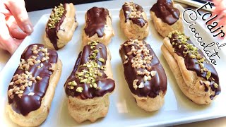 Bignè Éclair al Cioccolato PASTA CHOUX con CREMA AL CIOCCOLATO 🍫 Tutti a tavola [upl. by Terrence]