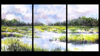 Triptych painting Marsh [upl. by Nyrrad]