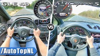 Mercedes GLE 43 AMG vs Porsche Cayenne S  ACCELERATION TOP SPEED amp AUTOBAHN POV by AutoTopNL [upl. by Anitel49]