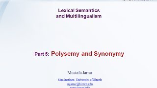 Jarrar Lexical Semantics and Multilingualism Part 55 [upl. by Eriuqs]