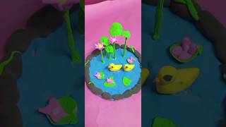 How to make a clay pond  craftideas diy  viral  shorts  Craftivibe [upl. by Auqinot]