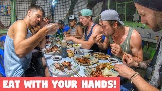 FOREIGNERS EATING Amazing Local FILIPINO BBQ At Night  FIGHTER BOYS Philippines [upl. by Hanover]