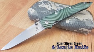 KIZER SLIVER GREEN ALUMINUM FOLDING POCKET KNIFE  4419A3 [upl. by Sheeb]