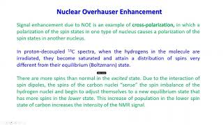 NMR4 MSC 304 Lecture 3 S Gazi Nuclear Overhauser Enhancement NOE [upl. by Kacerek]