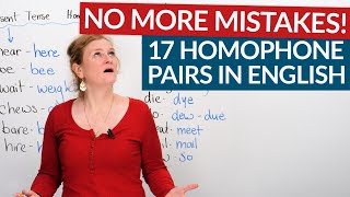 Learn 17 homophone pairs in English bebee knowno hearhere… [upl. by Giesecke]