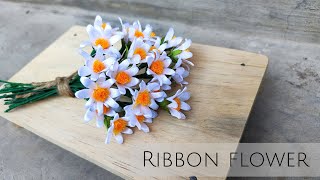 DIY satin ribbon flowershow to make daisies with satin ribbon easily [upl. by Agnot]