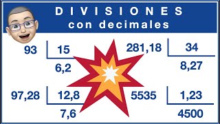 Aritmética  DIVISIONES con números DECIMALES muy muy fáciles y COMPLETAS [upl. by Feilak]