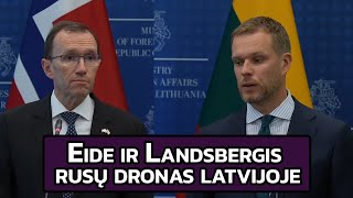 Rusiškas dronas Latvijoj Lietuvos ir Norvegijos užsienio reikalų ministrų spaudos konferencija 😎 [upl. by Domineca273]