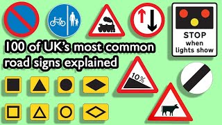 The ultimate guide to UK road signs  PASS your theory test 2024  100 road signs and their meaning [upl. by Halian]