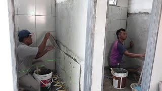 CARA PASANG KERAMIK DINDING KAMAR MANDI UKURAN 30 X 30 SENTI PART 1 [upl. by Gona]