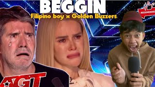 Golden Buzzer  Filipino boy makes all the judges cry with his amazing voice on Beggin Song [upl. by Sutherlan]