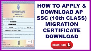 HOW TO APPLY amp DOWNLOAD AP SSC 10th CLASS MIGRATION CERTIFICATE DOWNLOAD [upl. by Kennan136]