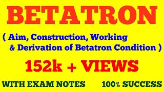 BETATRON  AIM PRINCIPLE CONTRUCTION WORKING OF BETATRON  NUCLEAR PHYSICS  WITH EXAM NOTES [upl. by Max721]