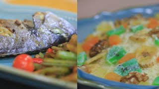 Poisson et légumes sautés Mesfouf Fruits confits  Koujinetna Haka 3 EP 17 [upl. by Raynold]