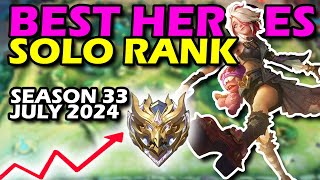 BEST HEROES IN MOBILE LEGENDS SEASON 33 JULY 2024  META HEROES FOR RANKING UP [upl. by Serolod25]