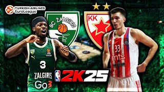 ZALGIRIS vs CRVENA ZVEZDA  EUROLEAGUE  NBA 2K25 [upl. by Aimal]