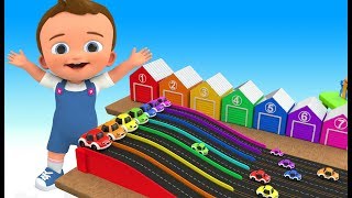 Cartoon Toy Cars Race Tracks Toy Set 3D  Learn Colors for Children Baby Kids Educational Toys [upl. by Yrrek]