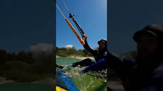 HOW TO WATERSTART on Strapless Kite Surfboard in Waves and Deep Water  SURFING shorts [upl. by Sholes]