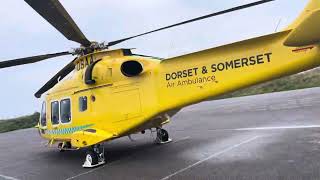 HLE10 Dorset amp Somerset Air Ambulance AW169 GDSAA at Hengistbury Head car park part 2 [upl. by Sillihp]