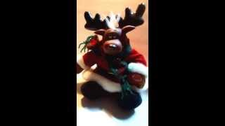 Animated Musical Christmas Santa doll plush sings Grandma Got Run Over By A Reindeer [upl. by Aland464]