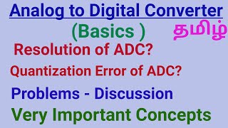 Analog to Digital converter Basics  Resolution Quantization Error Problems Tamil Exam Approach [upl. by Gellman]