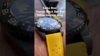 Seiko Mod Stealth Black Bay Pro homage on a yellow tropical strap [upl. by Eyr]