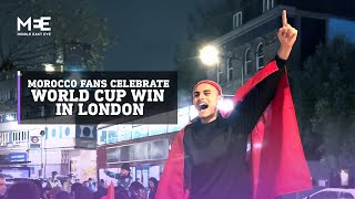 World Cup Morocco fans celebrate win over Spain in London [upl. by Juan]